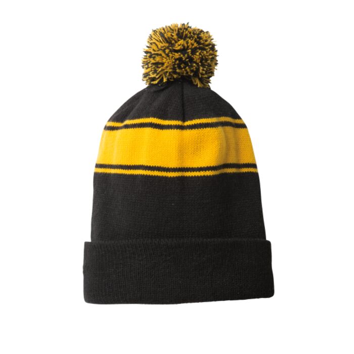 Sport-Tek Striped Pom Pom Beanie Thumbnail
