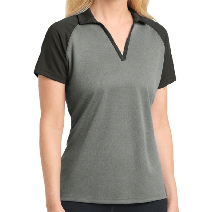 Sport-Tek Ladies Raglan Heather Block Polo Thumbnail